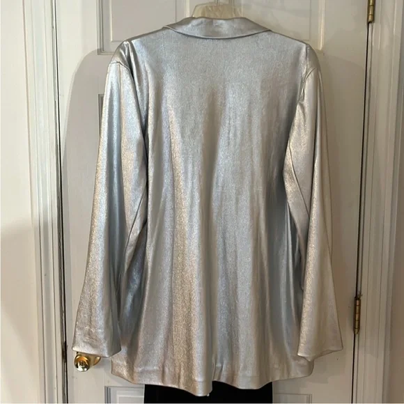 Jennifer Lopez JLO size Medium silver metallic double breasted blazer - Picture 5 of 14